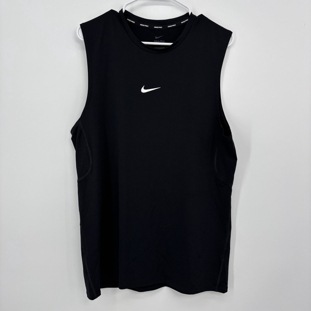 Nike Pro Men's Sleeveless Tank Top Dri-FIT Black Slim Fit Size XL Workout Gym